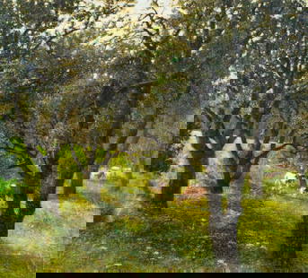 Adolf Kaufmann (Austria,1848-1916) oil painting antique: ARTIST: Adolf Kaufmann (Austrian, 1848 - 1916) TITLE: Country Landscape with Cows MEDIUM: oil on canvas CONDITION: Two patches. Some scratches/paint losses. Some craquelure. Some inpainting along edge
