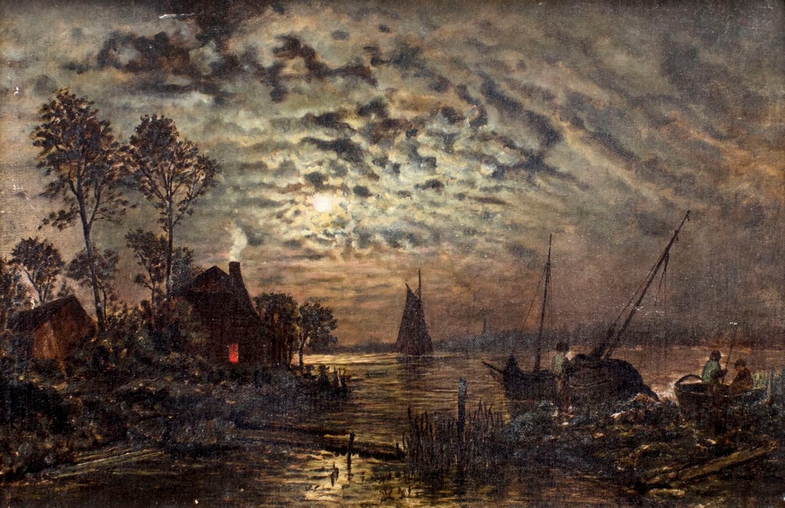 Antique early 20C European oil painting (1 of 12)