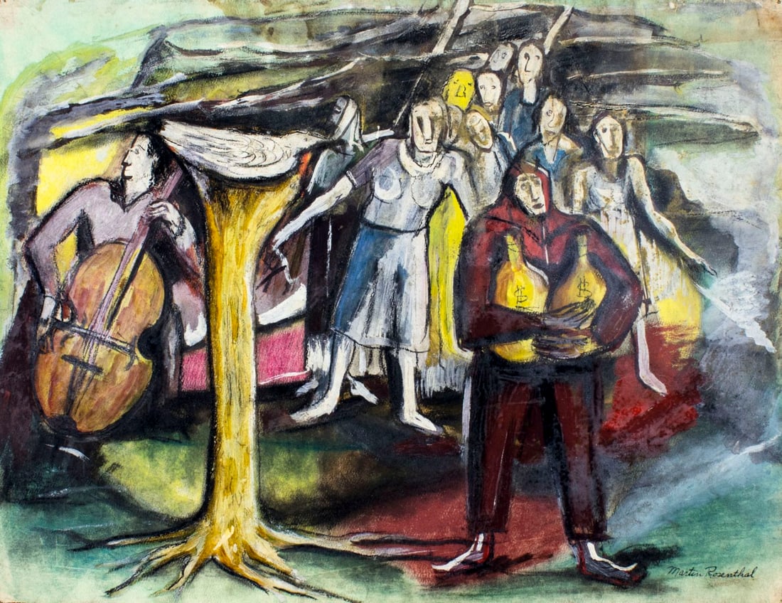 Martin Rosenthal (NY,MA,1899-1974) mixed media painting (1 of 11)