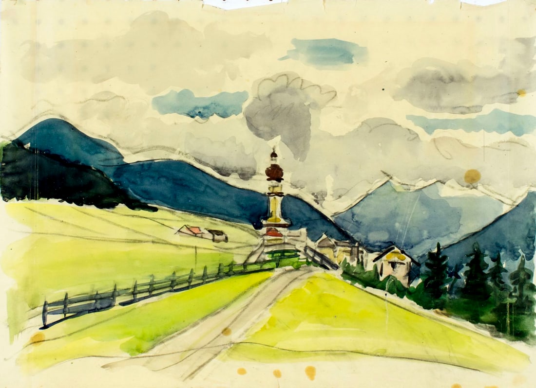 Ferdinand Kitt (Austria,1887-1961) watercolor painting antique (1 of 10)