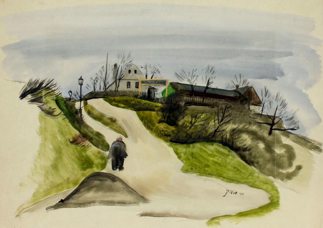 Ferdinand Kitt (Austria,1887-1961) watercolor painting antique (1 of 10)