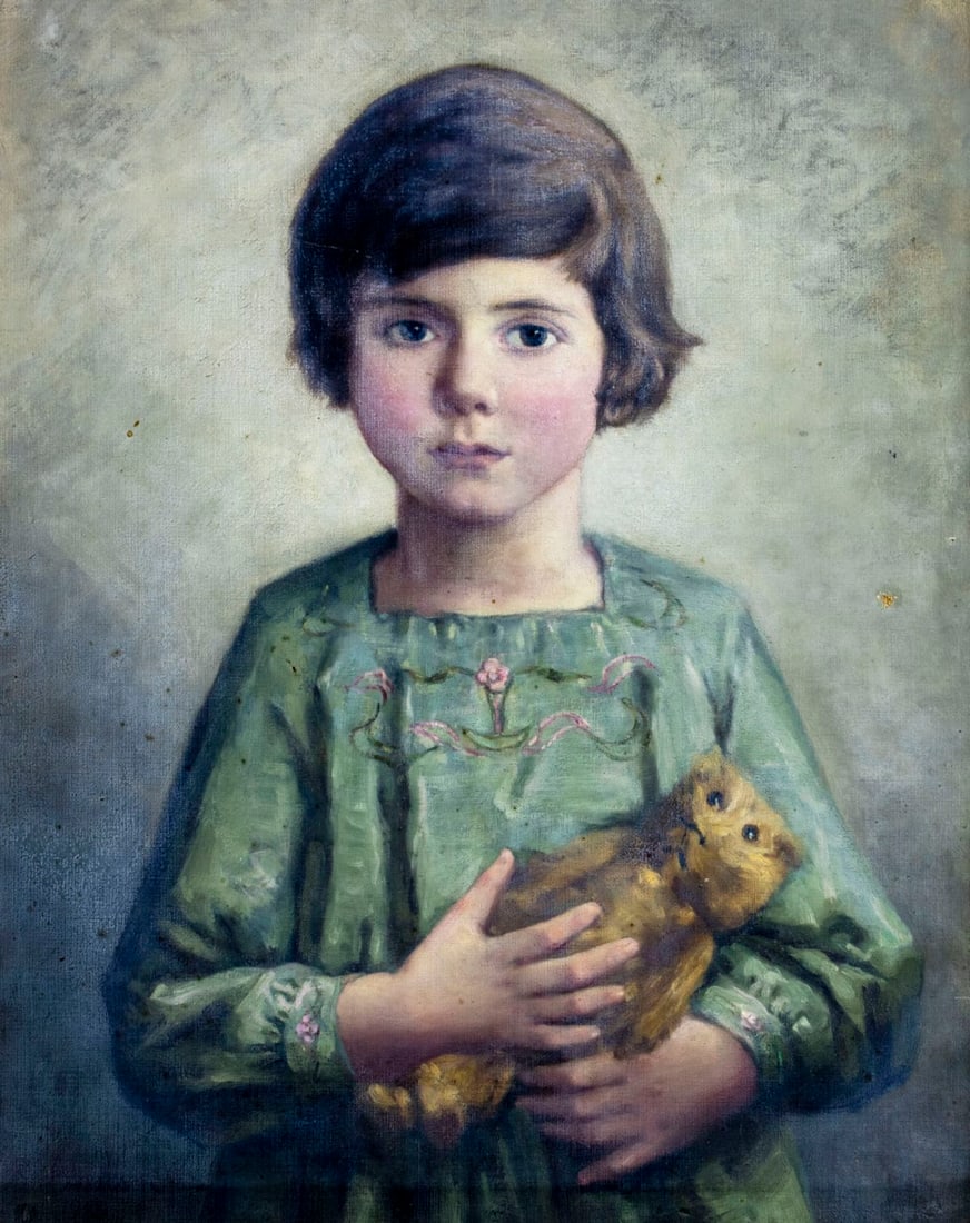 Antique early 20C American oil painting signed (1 of 12)