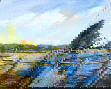 Robert Waltsak (NJ,b 1944) oil painting: ARTIST: Robert Alan Waltsak (New Jersey, born 1944) TITLE: Landscape - Brielle, NJ (titled on verso) YEAR: 2013 MEDIUM: oil on canvas CONDITION: Very good. No visible inpaint under UV light. Wear to f