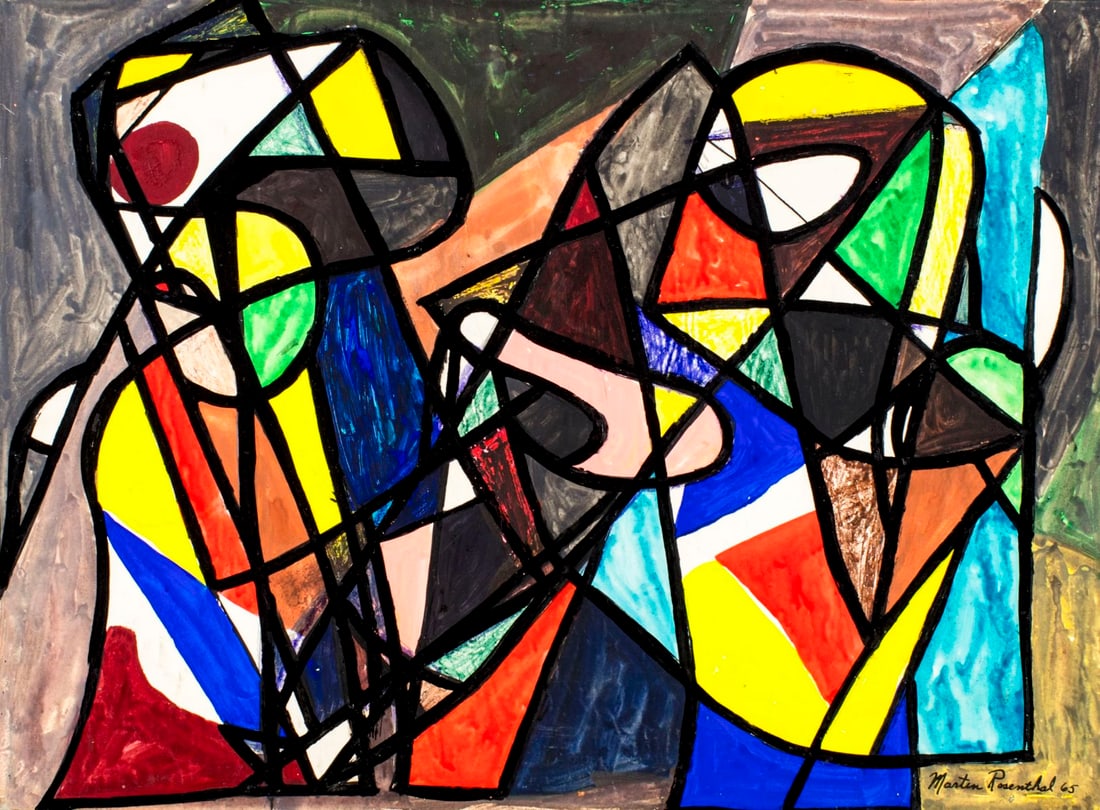 Martin Rosenthal (NY,MA,1899-1974) mixed media painting (1 of 12)