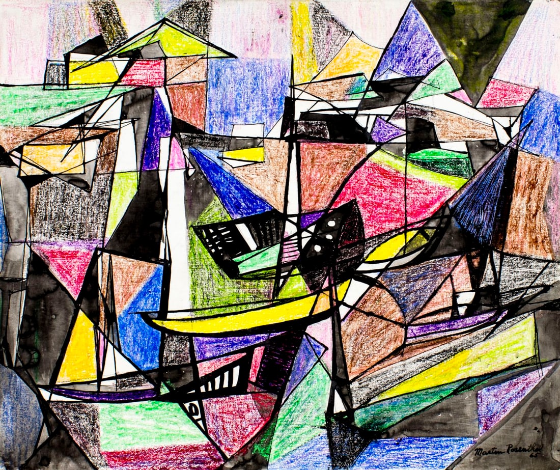 Martin Rosenthal (NY,MA,1899-1974) mixed media painting (1 of 11)