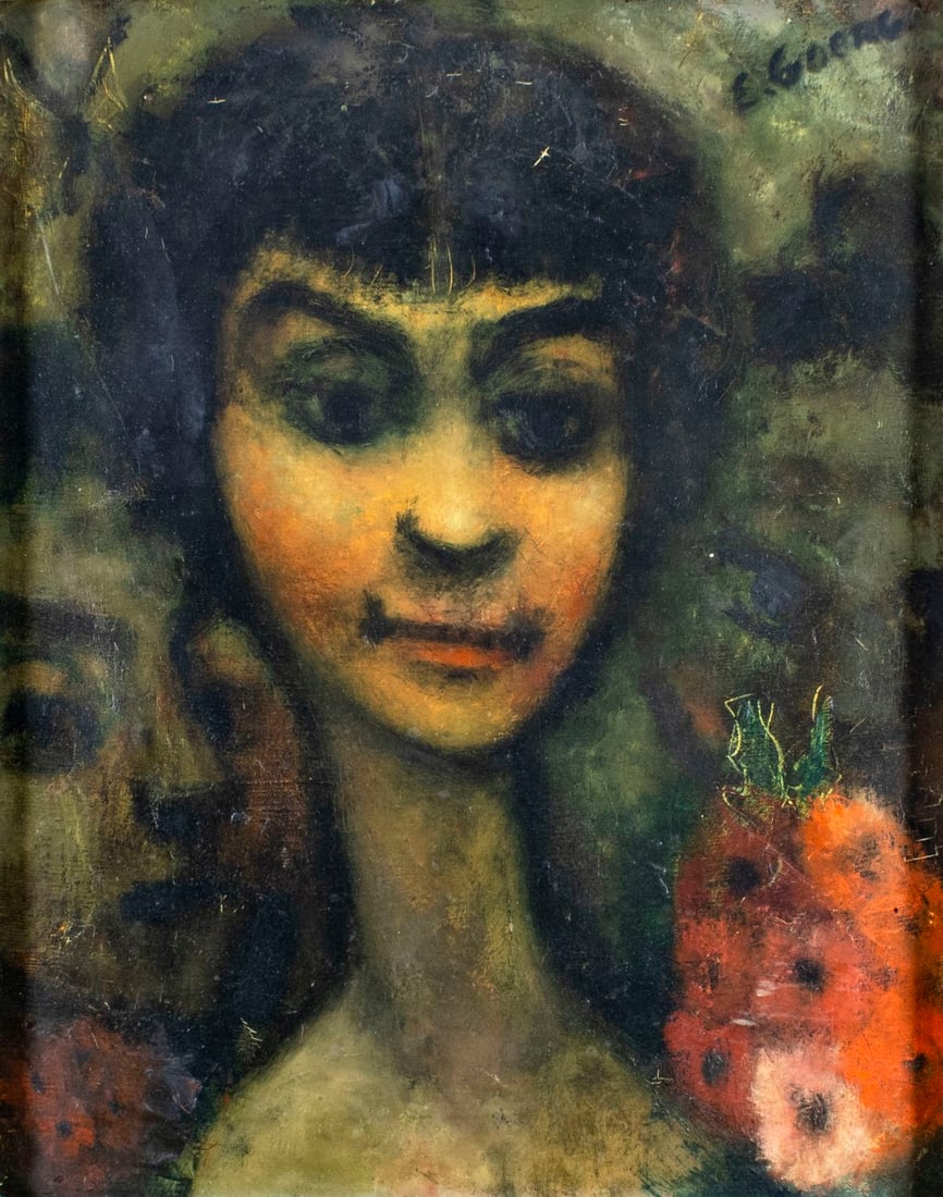 Edouard Goerg (France,UK,Australia,1893-1969) oil painting: ARTIST: Edouard Joseph Goerg (French, United Kingdom, Australian, 1893 - 1969) TITLE: Une Femme de 30 Ans (titled on verso) MEDIUM: oil on canvas CONDITION: Minor paint losses. Minor craquelure. No vi