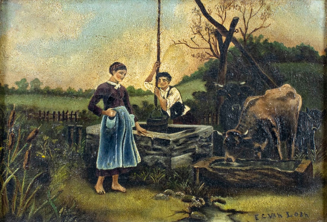 E C Van Losh (US,19C) oil painting antique (1 of 10)