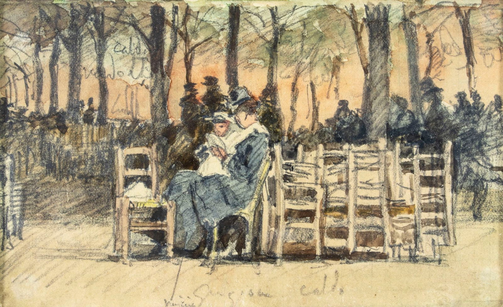 Antique early 20C European watercolor painting signed (1 of 10)