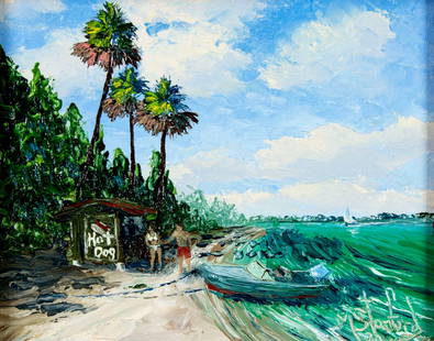 Mark Stanford (NY,FL,b 1959) oil painting: ARTIST: Mark Stanford (New York, Florida, born 1959) TITLE: Landscape - Old Inlet Park MEDIUM: oil on canvas board CONDITION: Very good. No visible inpaint under UV light. ART SIZE: 8 x 10 inches /