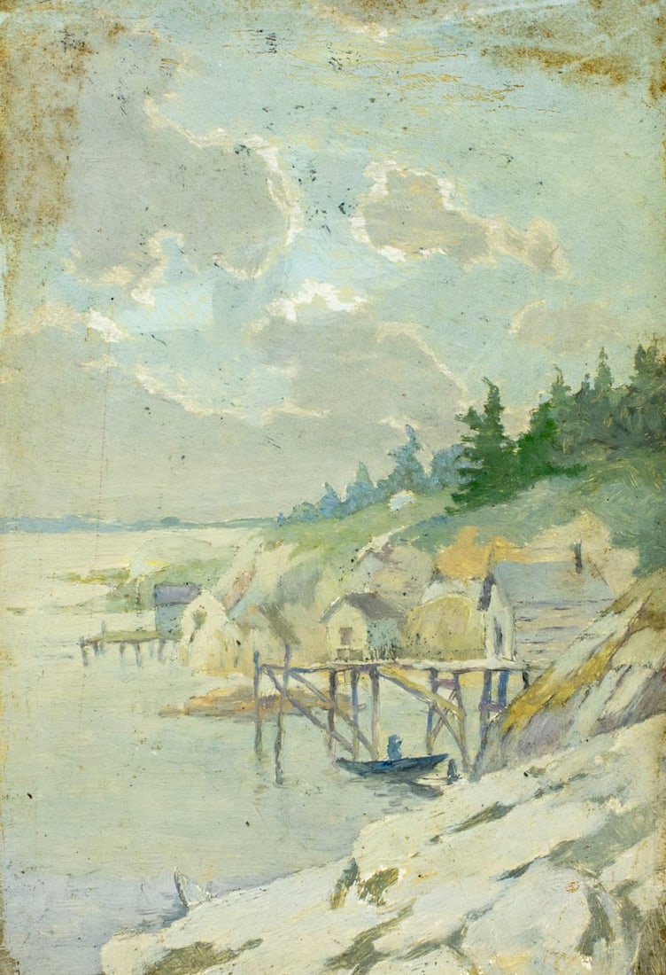 Antique early 20C American oil painting (1 of 11)