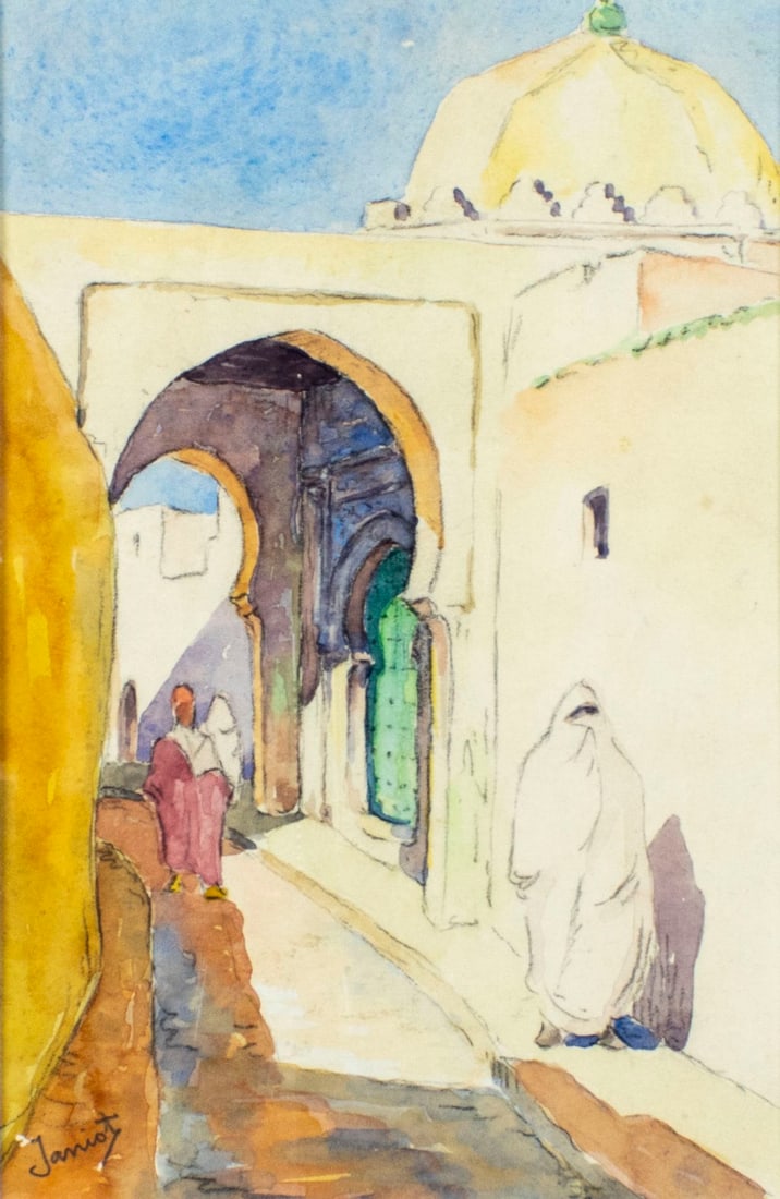 Janiot (Europe,early 20C) watercolor painting antique (1 of 11)