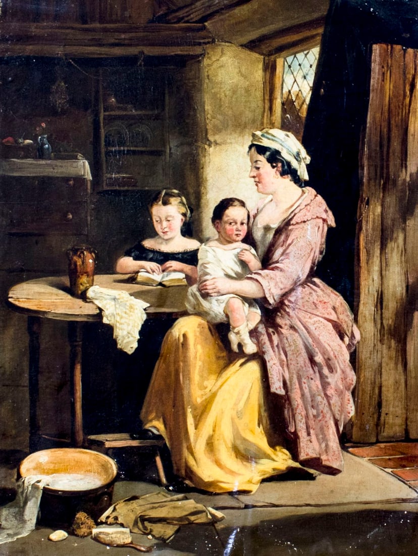 William Walker Morris (UK,1832-71) oil painting antique (1 of 16)