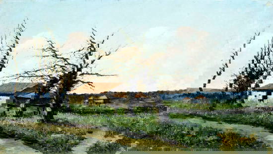 Manuel Ramos Artal (Spain,1855-1916) oil painting antique: ARTIST: Manuel Ramos Artal (Spanish, 1855 - circa 1916) TITLE: Country Landscape MEDIUM: oil on canvas CONDITION: Missing a few flakes of paint. Very minor craquelure. No visible inpaint under UV ligh