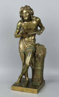 Francisque Joseph Duret (French, 1804-1865) Bronze "L'Impovisateur": MANUFACTURE: FRANCE SCULPTOR: Francisque Joseph Duret (French, 1804-1865) NAME: L'Impovisateur (Improvisatore) CONDITION: Excellent. Minor normal wear. Some green patina. HEIGHT: 17 inch / 43 cm WIDTH