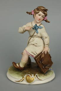 Capodimonte Bruno Merli Figurine "School Girl": MANUFACTURE: Bruno Merli (Italy) SCULPTOR: Bruno Merli NAME: School Girl YEAR: 1960-th CONDITION: Excellent. No chips, no cracks. NO BOX. HEIGHT: 6 inch / 15 cm WIDTH: 4 inch / 10 cm DEEP: 3 1/4 inch