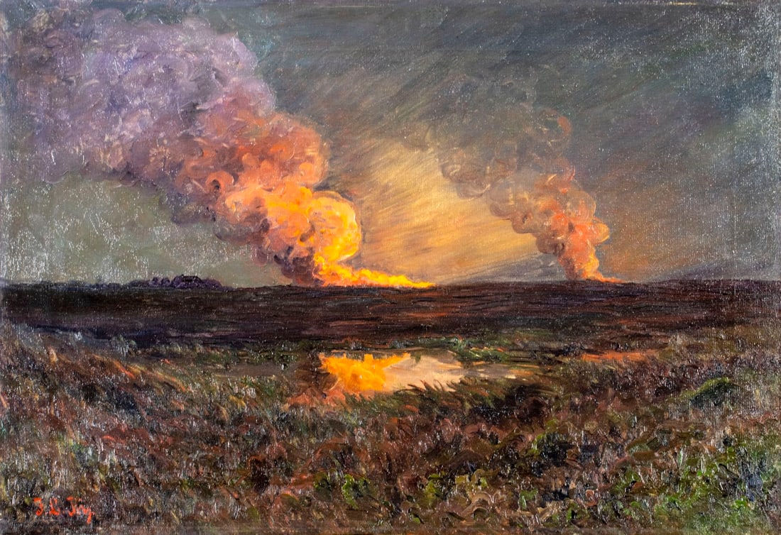 Antique early 20C Danish oil painting signed (1 of 11)