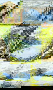 Vintage mid 20C Scottish oil painting: ARTIST: - (Scotland, mid 20 century) TITLE: Landscape MEDIUM: oil on canvas CONDITION: One repaired tear. Missing a few flakes of paint. Some craquelure. Some small scattered inpaintings mostly along