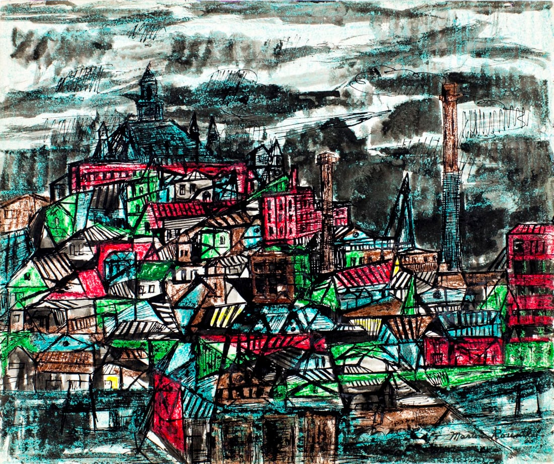 Martin Rosenthal (NY,MA,1899-1974) mixed media painting (1 of 10)