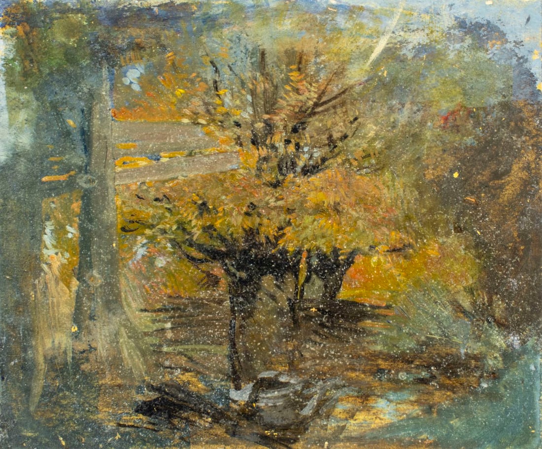 John Doe (US,early 20C) oil painting antique 2-sided (1 of 9)