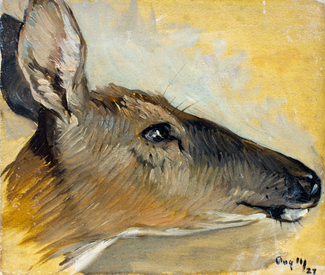 John Doe (US,early 20C) oil painting antique 2-sided (1 of 10)