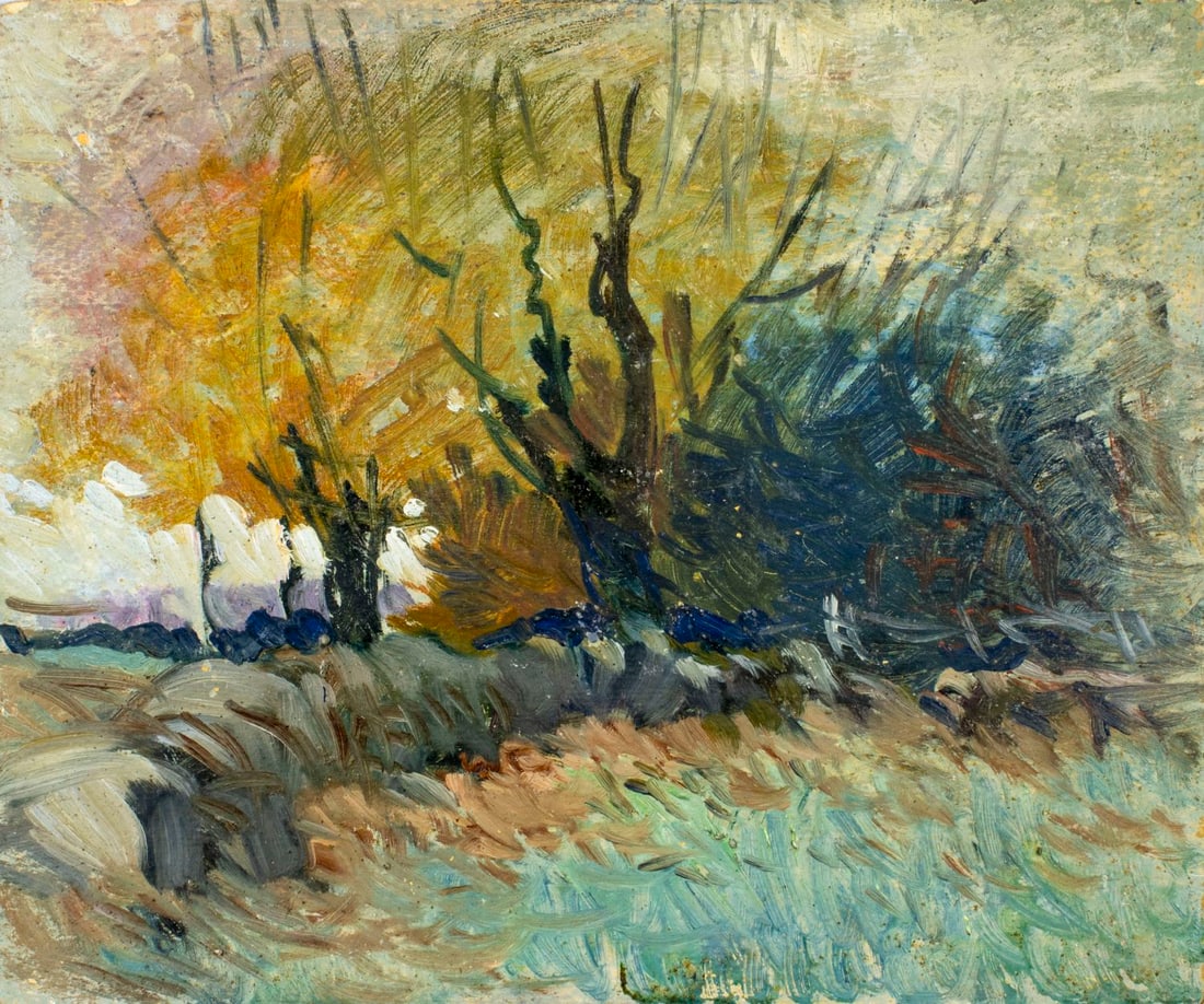 John Doe (US,early 20C) oil painting antique 2-sided (1 of 10)