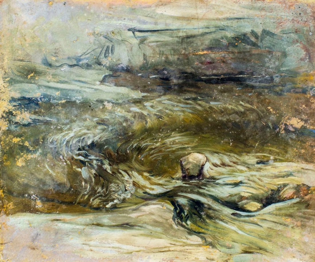 John Doe (US,early 20C) oil painting antique 2-sided (1 of 8)