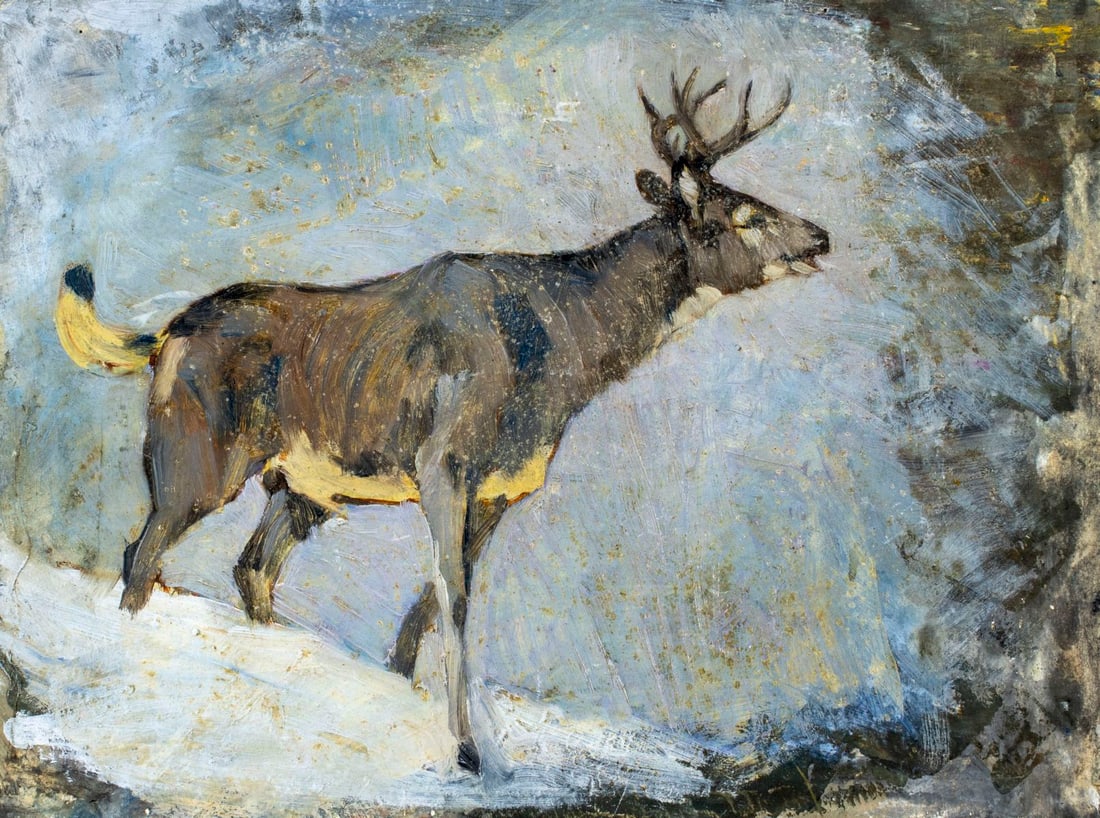 John Doe (US,early 20C) oil painting antique 2-sided (1 of 10)