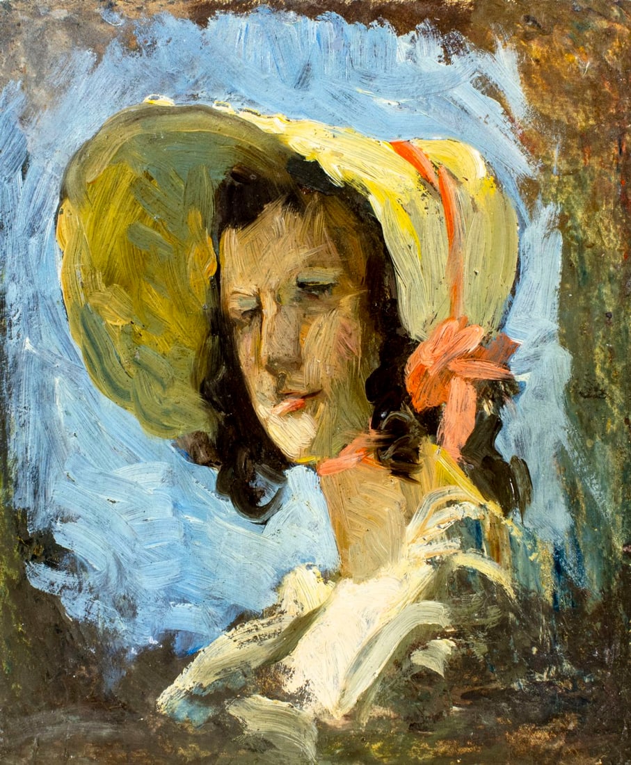 John Doe (US,early 20C) oil painting antique 2-sided (1 of 9)