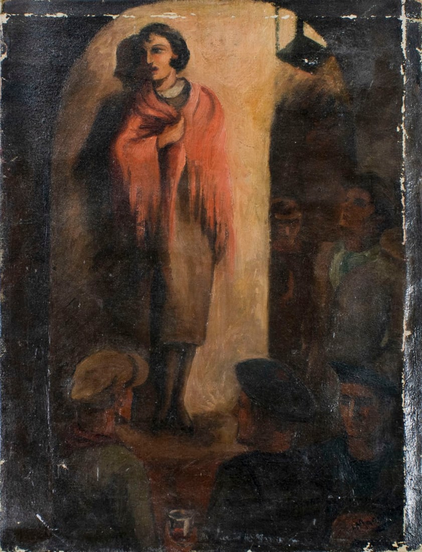 Vintage mid 20C American oil painting signed (1 of 14)