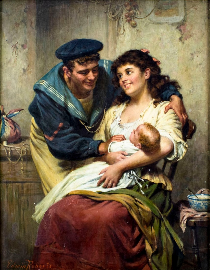 Edwin Thomas Roberts (UK,1840-1917) oil painting antique (1 of 14)