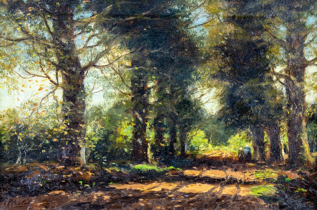 Antique early 20C American oil painting signed (1 of 12)