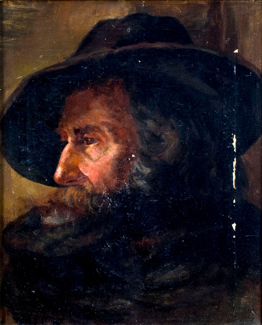 Antique early 20C American oil painting signed (1 of 11)