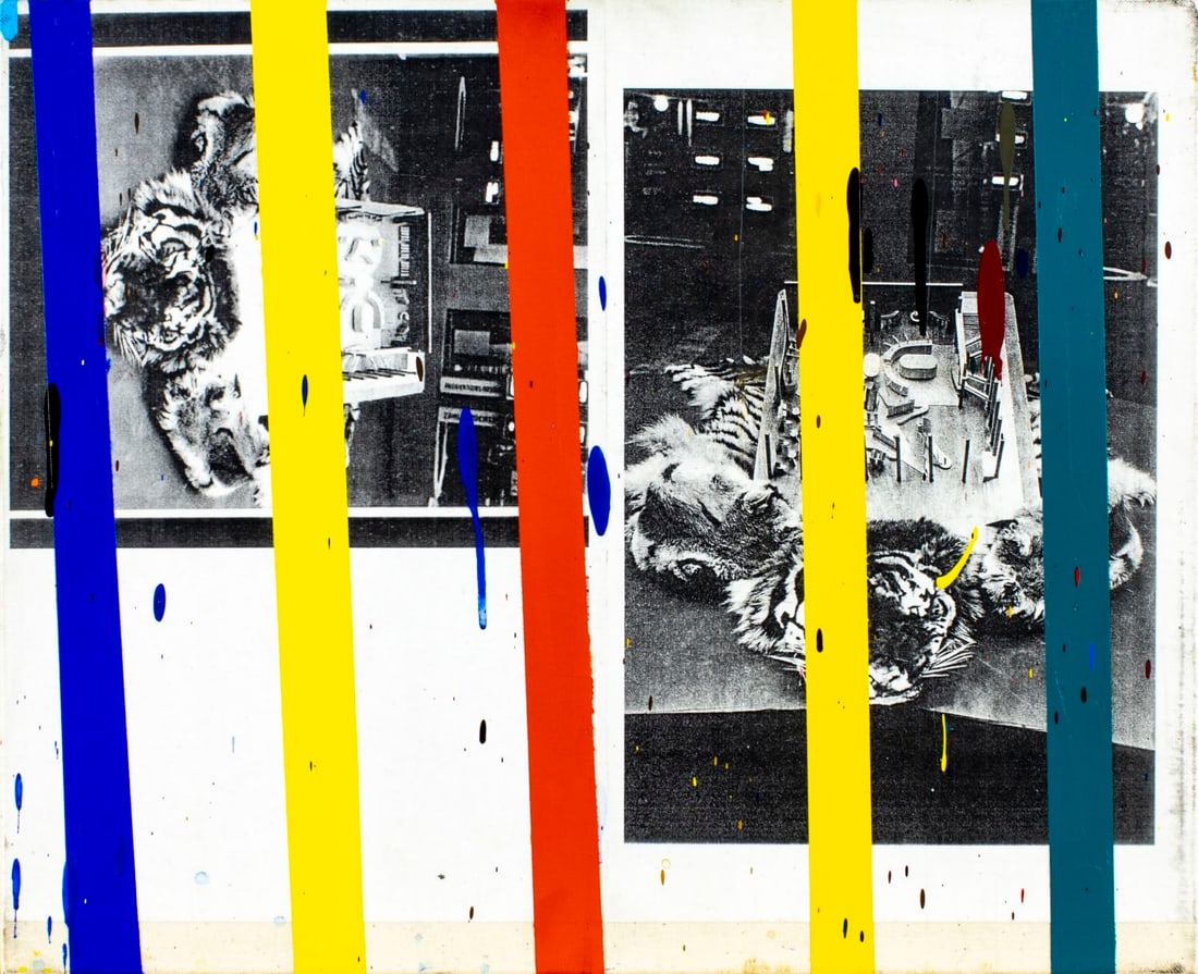 Will Fowler (CA,b 1969) mixed media painting: ARTIST: Will Fowler (California, born 1969) TITLE: Abstract Composition YEAR: 2004 MEDIUM: mixed media on canvas CONDITION: Normal wear along edges. No visible inpaint under UV light. ART SIZE: 18 x 2