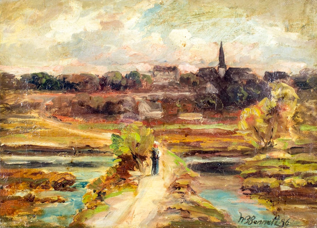 W Bennett (US,19C) oil painting antique (1 of 12)