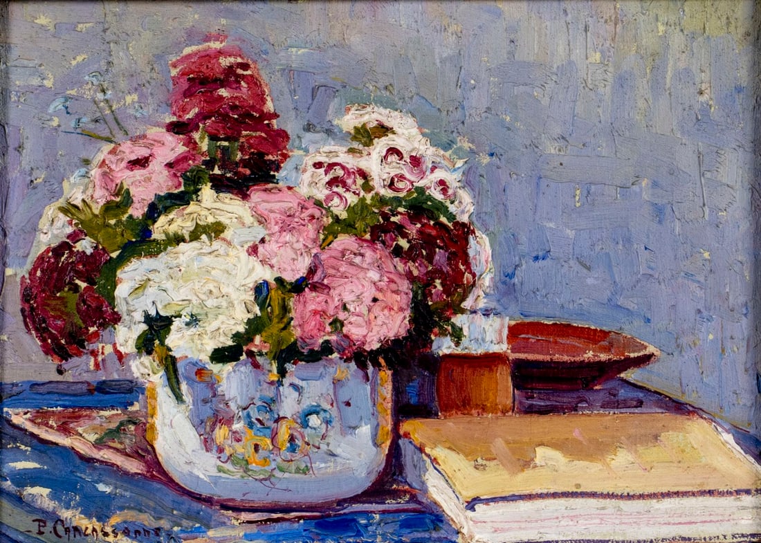 P Carcassonne (France,early 20C) oil painting antique (1 of 12)