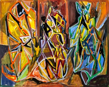 Martin Rosenthal (NY,MA,1899-1974) mixed media painting