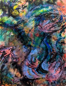 Linda Delaney (TX,NY,RI,FL,20C) mixed media painting