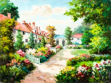 Vintage 20C European oil painting signed