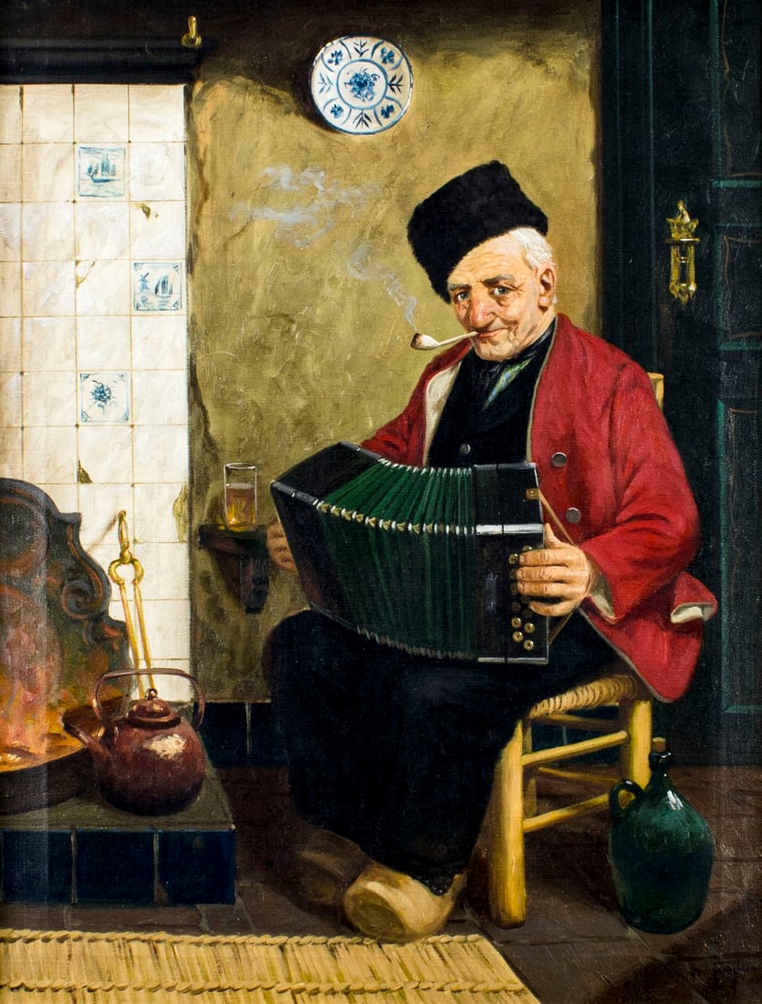 Vintage mid 20C Danish oil painting signed (1 of 12)