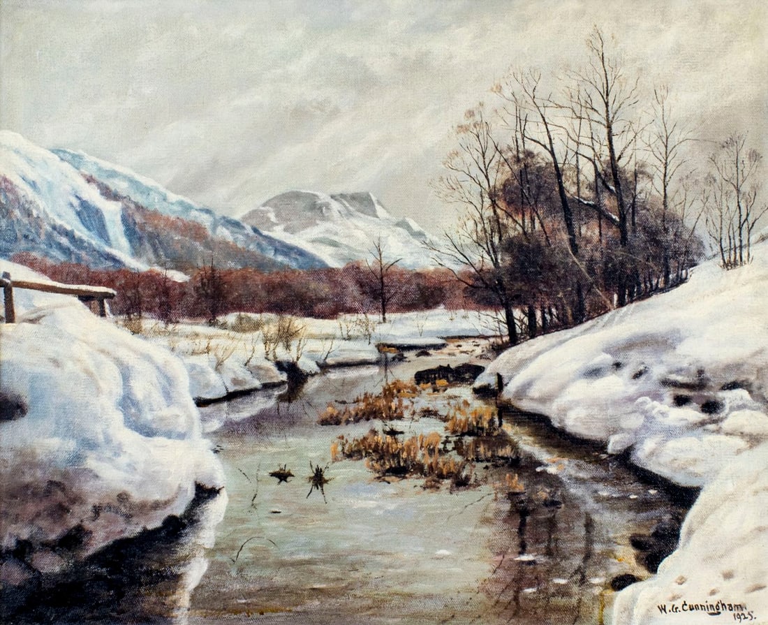 W G Cunningham (US,early 20C) oil painting antique (1 of 12)