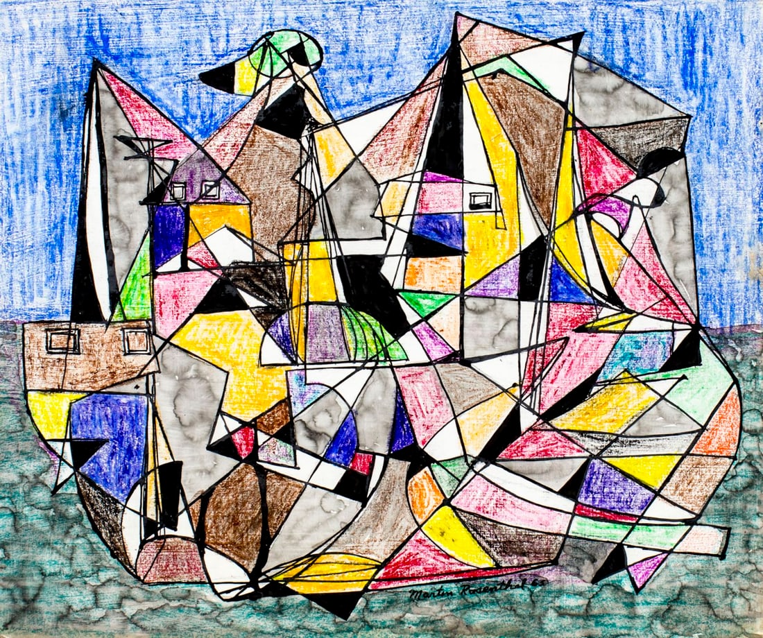 Martin Rosenthal (NY,MA,1899-1974) mixed media painting (1 of 12)