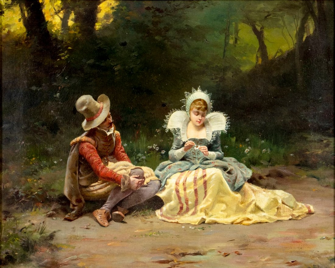 Antique 19C European oil painting (1 of 11)