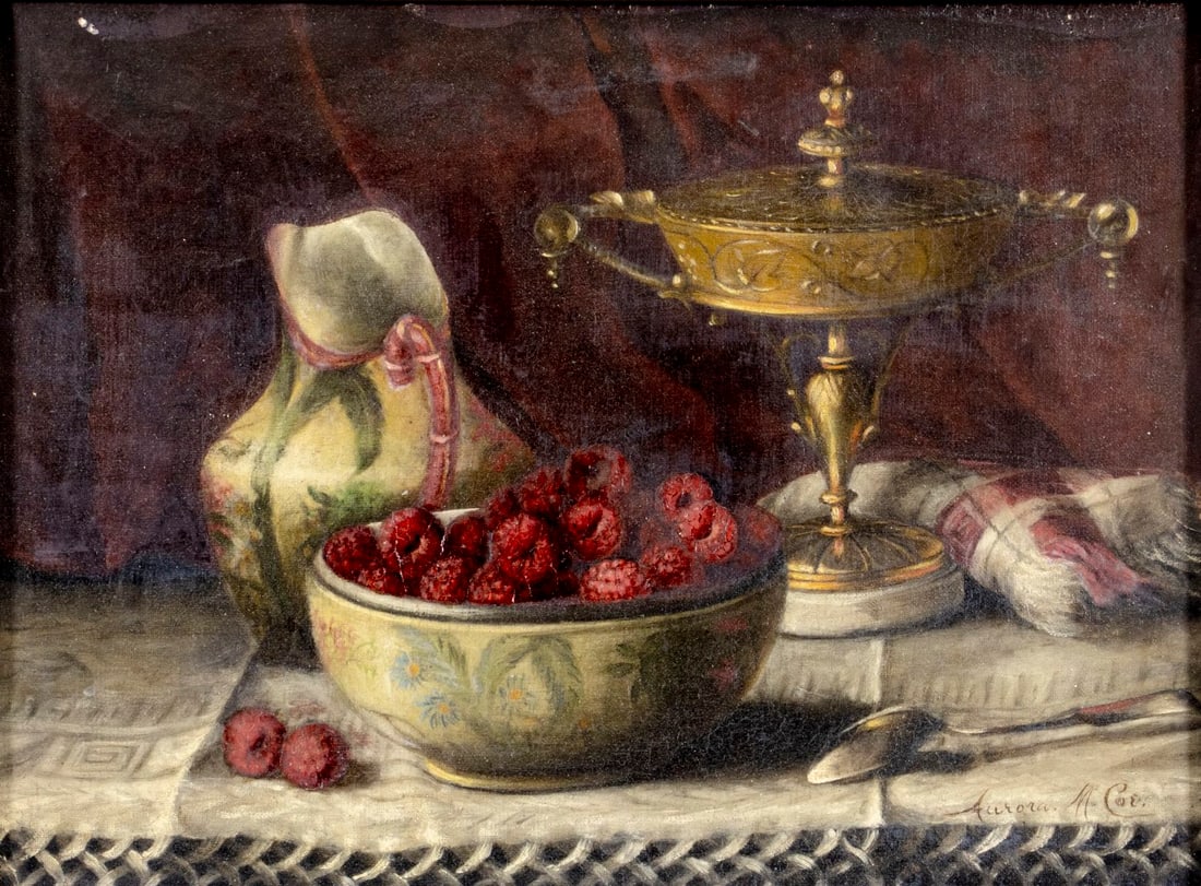 Aurora M Coe (US,19C) oil painting antique (1 of 13)