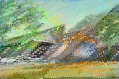 Robert Waltsak (NJ,b 1944) oil painting: ARTIST: Robert Alan Waltsak (New Jersey, born 1944) TITLE: Landscape with House MEDIUM: oil on canvas board CONDITION: Very good. No visible inpaint under UV light. ART SIZE: 20 x 30 inches / 50 x 76