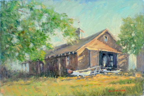 Robert Waltsak (NJ,b 1944) oil painting: ARTIST: Robert Alan Waltsak (New Jersey, born 1944) TITLE: Landscape with House MEDIUM: oil on canvas board CONDITION: Very good. No visible inpaint under UV light. ART SIZE: 20 x 30 inches / 50 x 76