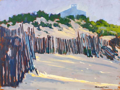 Robert Waltsak (NJ,b 1944) oil painting: ARTIST: Robert Alan Waltsak (New Jersey, born 1944) TITLE: Landscape MEDIUM: oil on board CONDITION: Few small scratches/paint losses mostly by the upper right corner. No visible inpaint under UV ligh