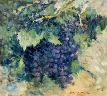 Robert Waltsak (NJ,b 1944) oil painting: ARTIST: Robert Alan Waltsak (New Jersey, born 1944) TITLE: Bunch of Grapes MEDIUM: oil on board CONDITION: Few very minor paint losses. No visible inpaint under UV light. ART SIZE: 18 x 20 inches / 45