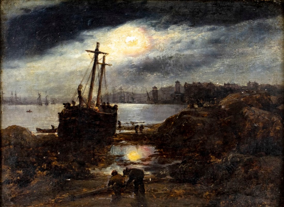 Antique 19C European oil painting (1 of 12)