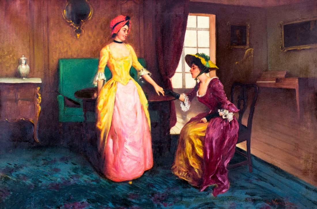 Antique 19C American oil painting signed (1 of 17)