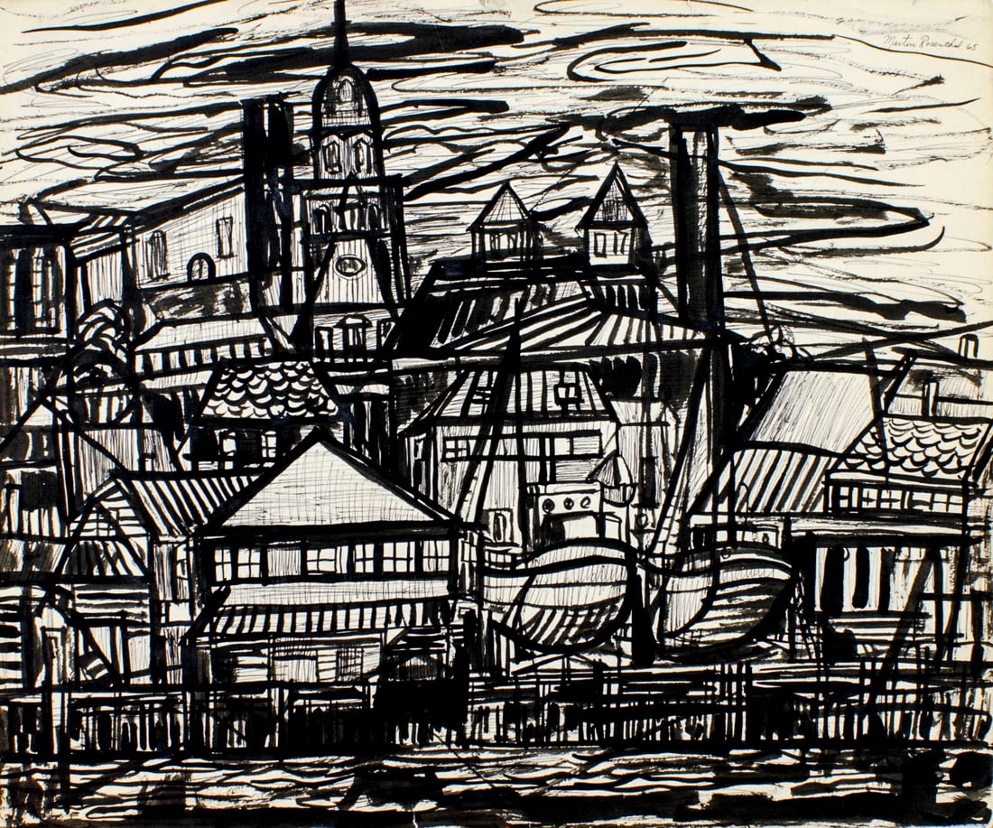 Martin Rosenthal (NY,MA,1899-1974) mixed media painting (1 of 15)